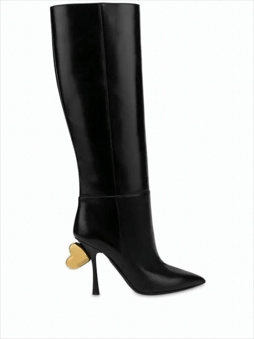 Moschino Knee-High Boots With Gold Heart Accent