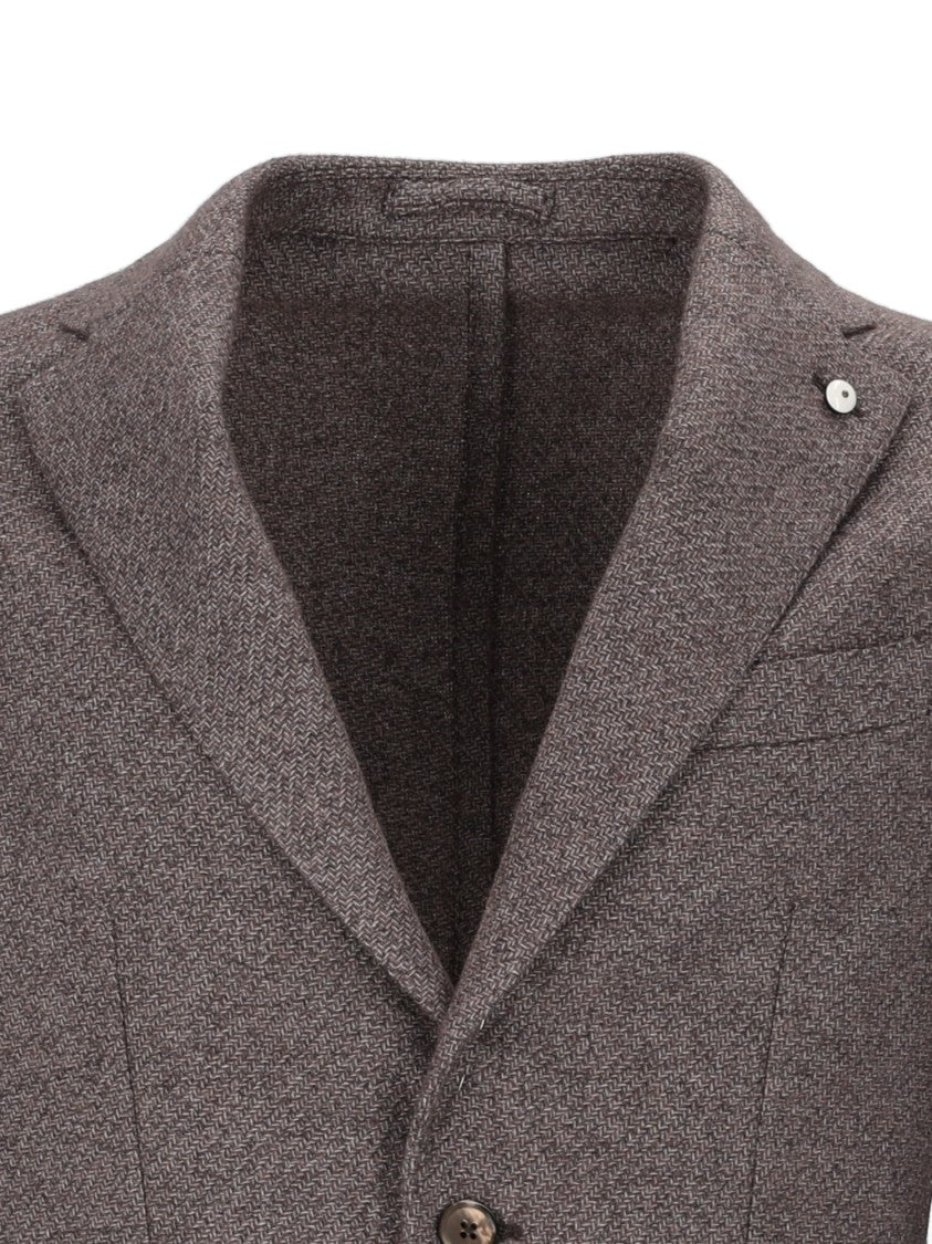 L.B.M. 1911 Brown Drop S Textured Blazer