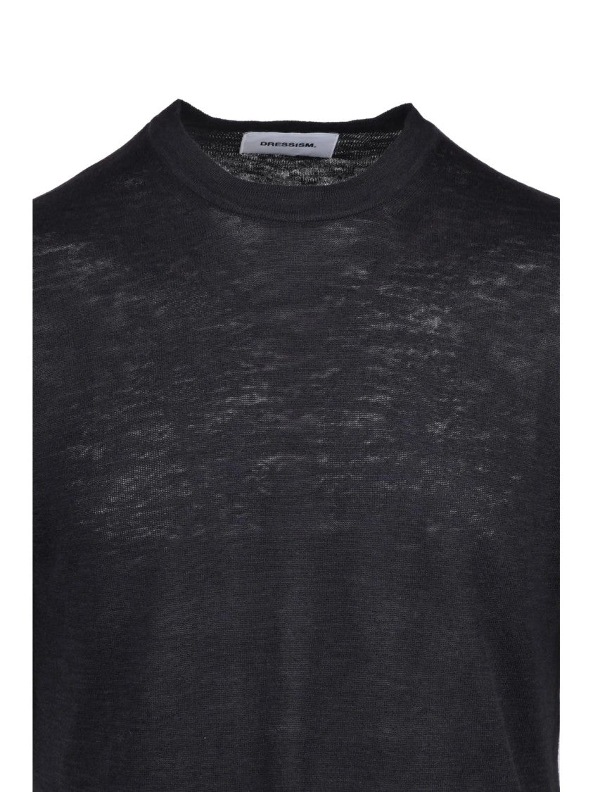 Dressism. Black Linen Cotton Knit Top