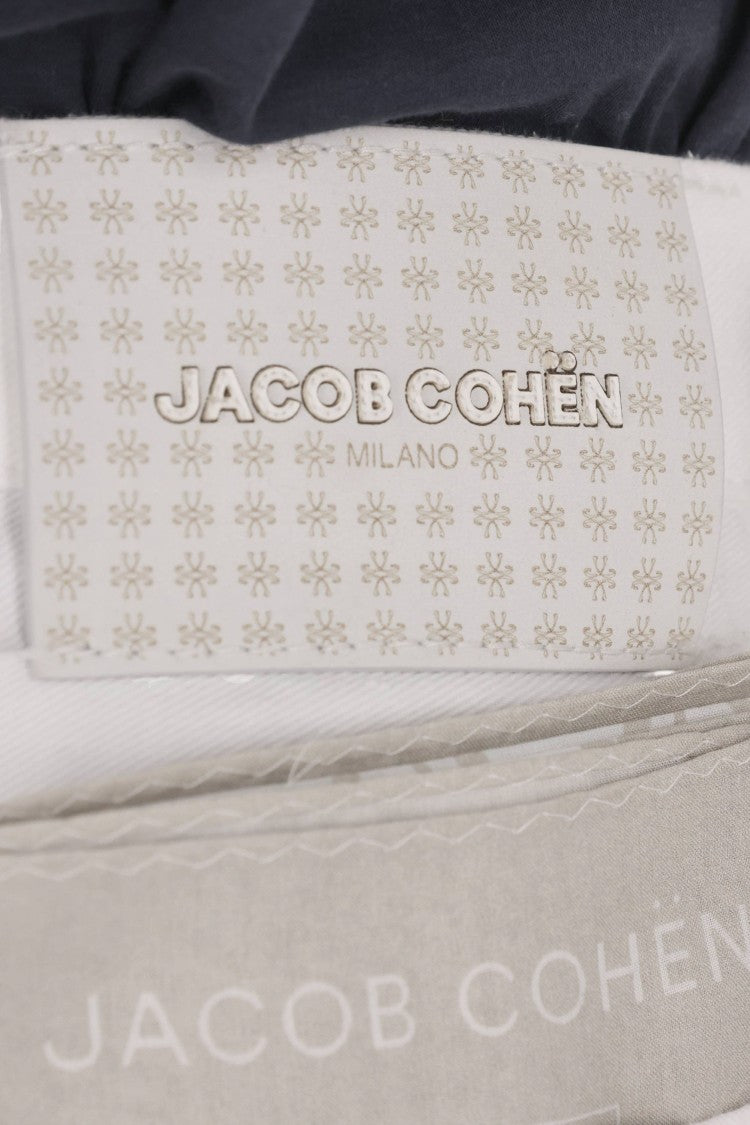 Jacob Cohen Edo Fit White Cotton Diagonal Chinos