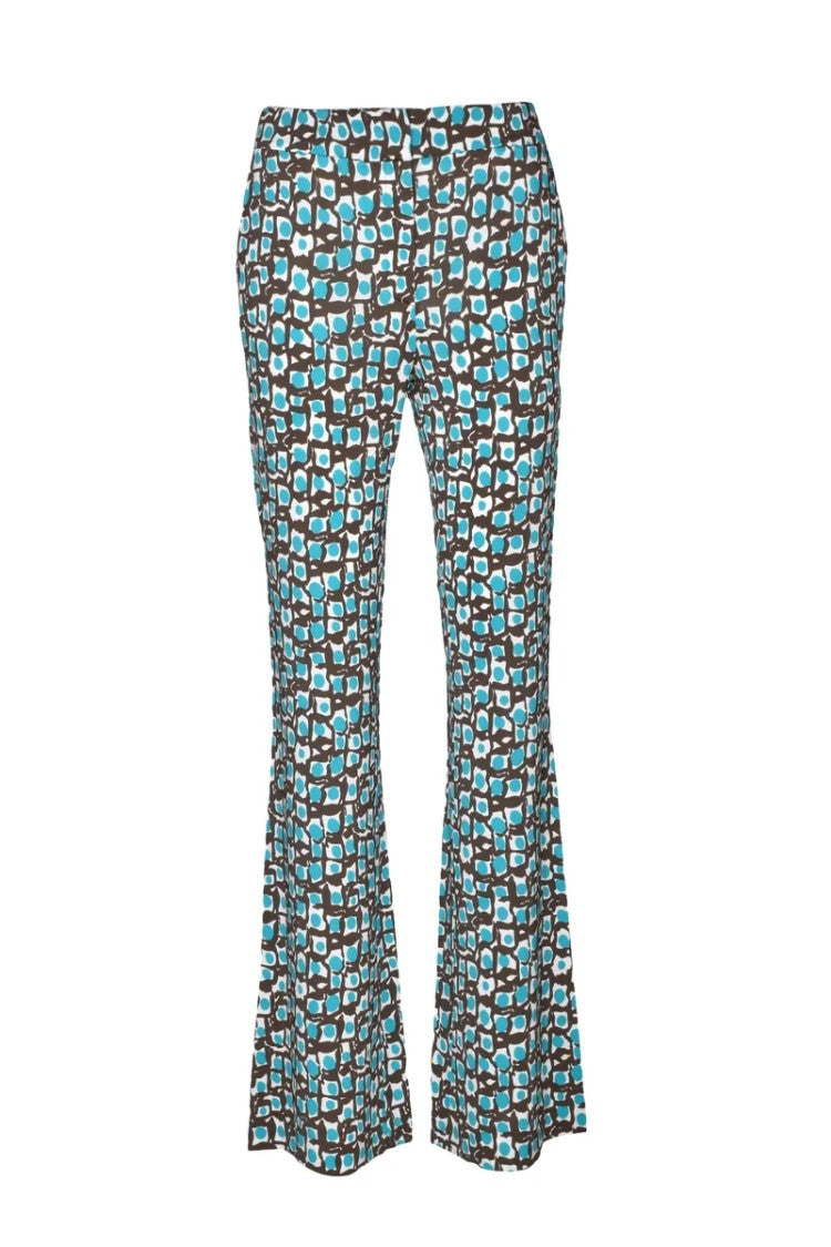 Ago E Filo Stretch Trousers - Khaki/Turquoise