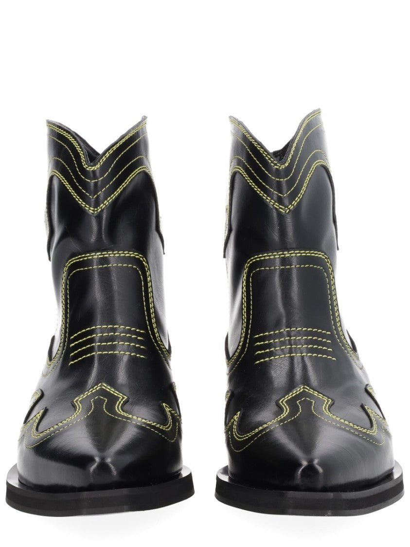 Ganni Low Shaft Polyurethane Western Boots