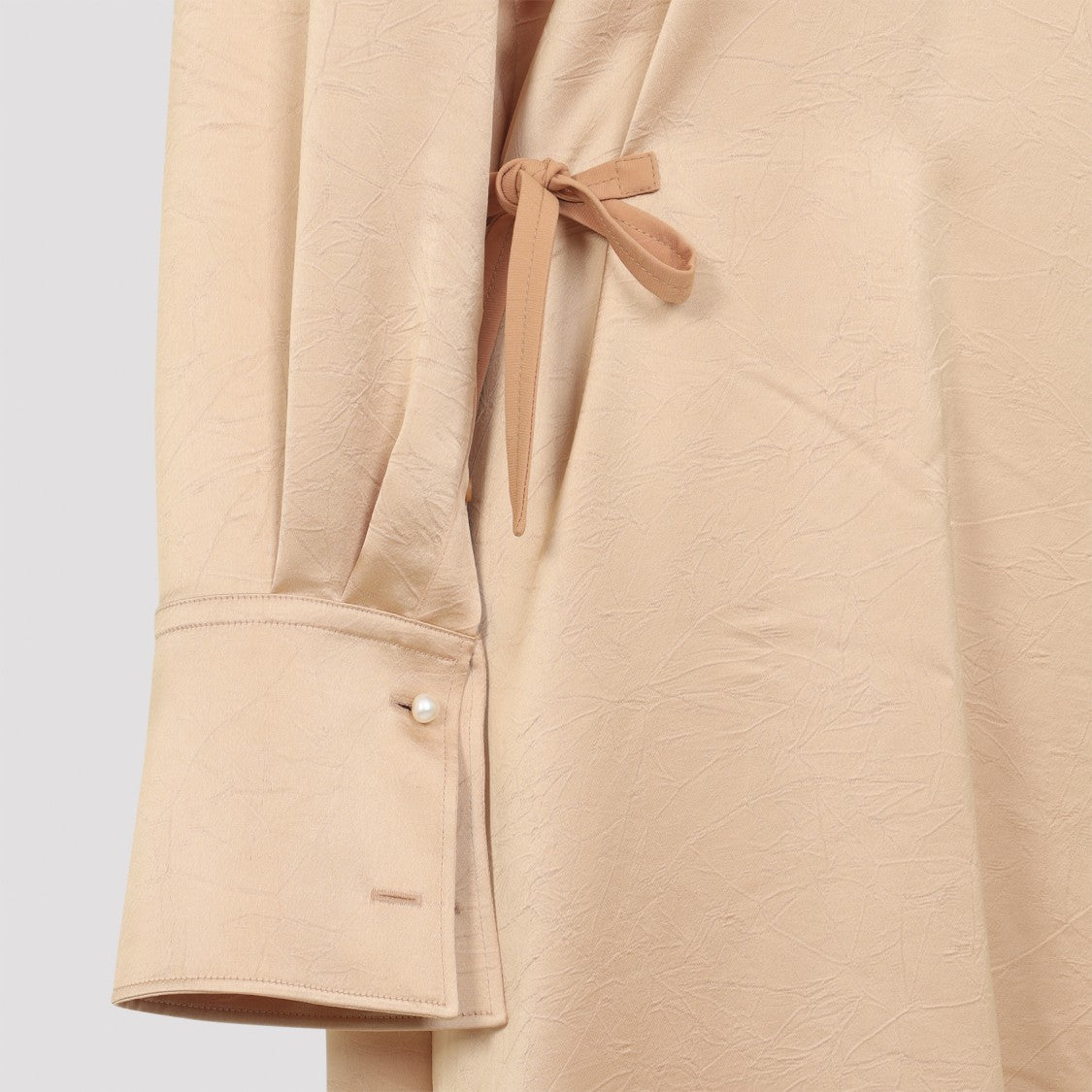 Carven Rose Textured Midi Dress With Stand-Up Scarf Collar