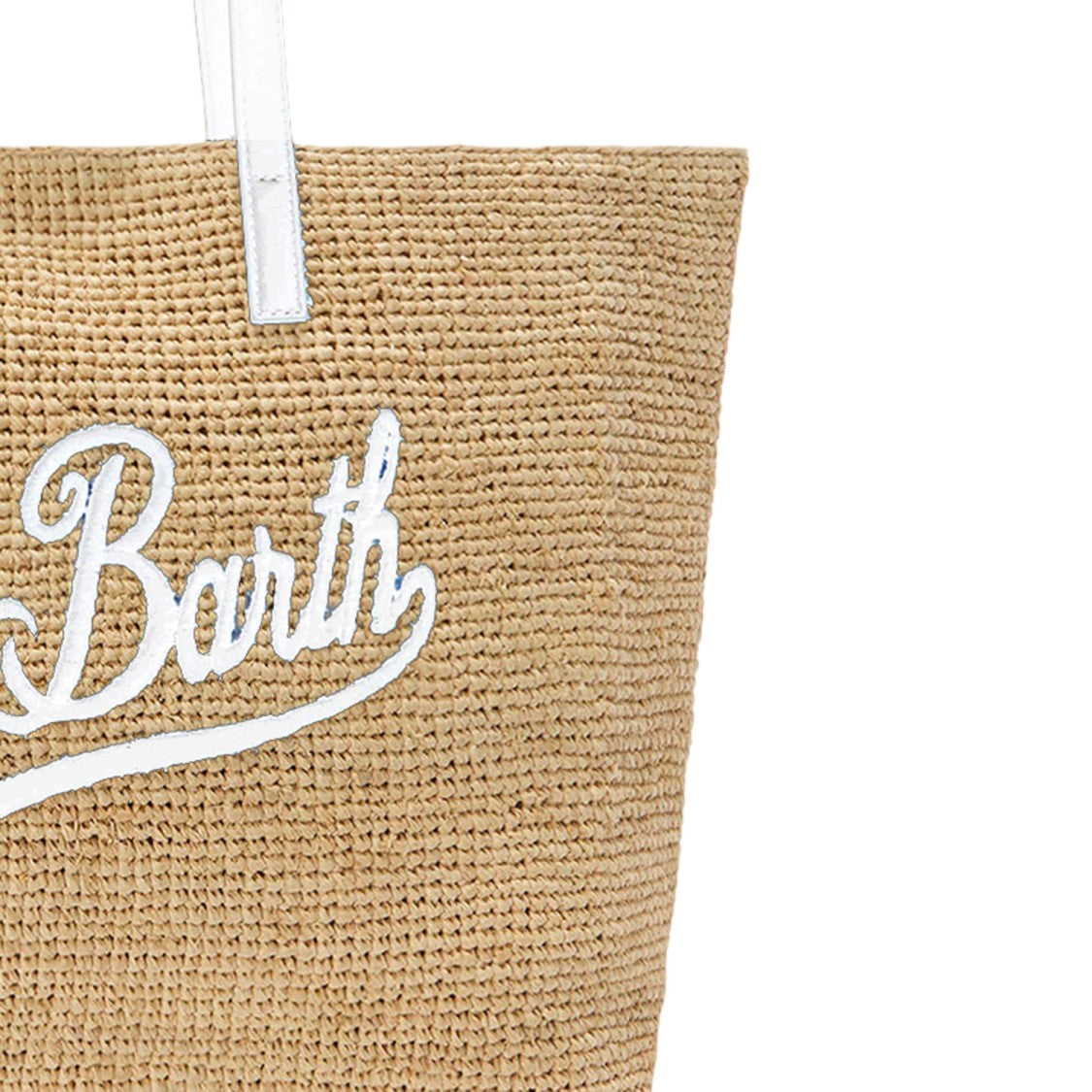 Mc2 Saint Barth Rafiya Shopping Bag With Contrasting Logo Embroidery