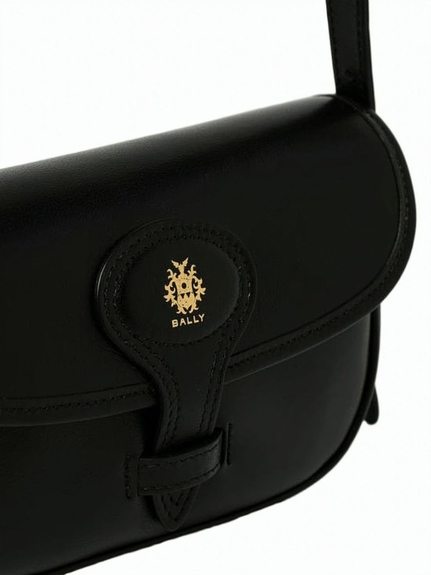 Bally Black Smooth Calf Leather Flap Crossbody Bag