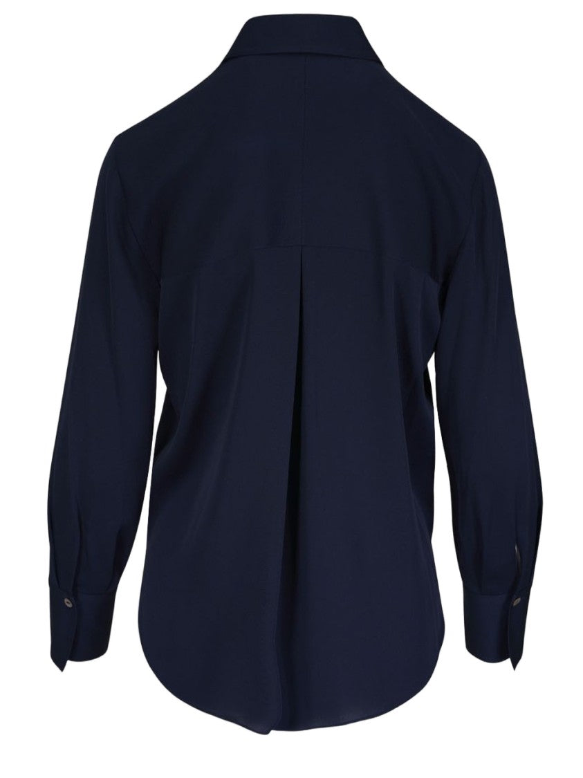 Vince Stretch Silk Shirt With Classic Collar