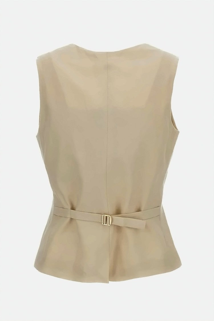 Max Mara Tailored Sleeveless Vest With V-Neckline And Adjustable Belt
