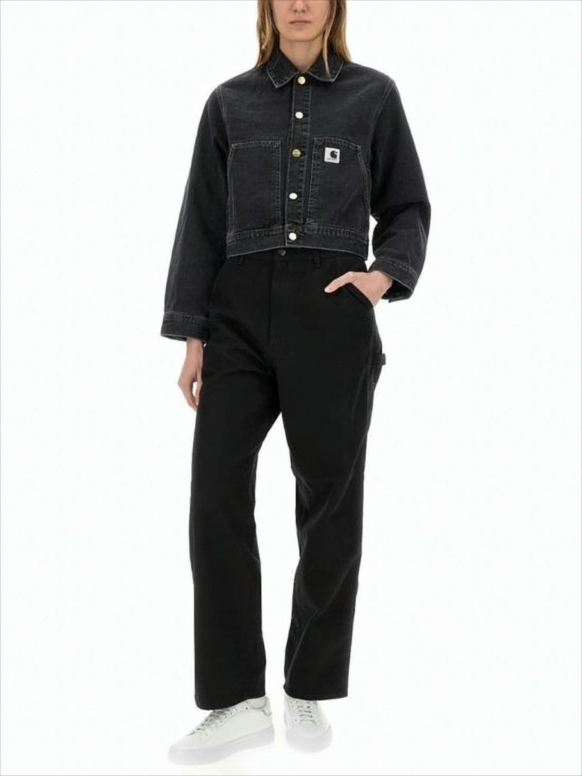 Carhartt Wip Cropped Boxy Denim Jacket With Classic Collar