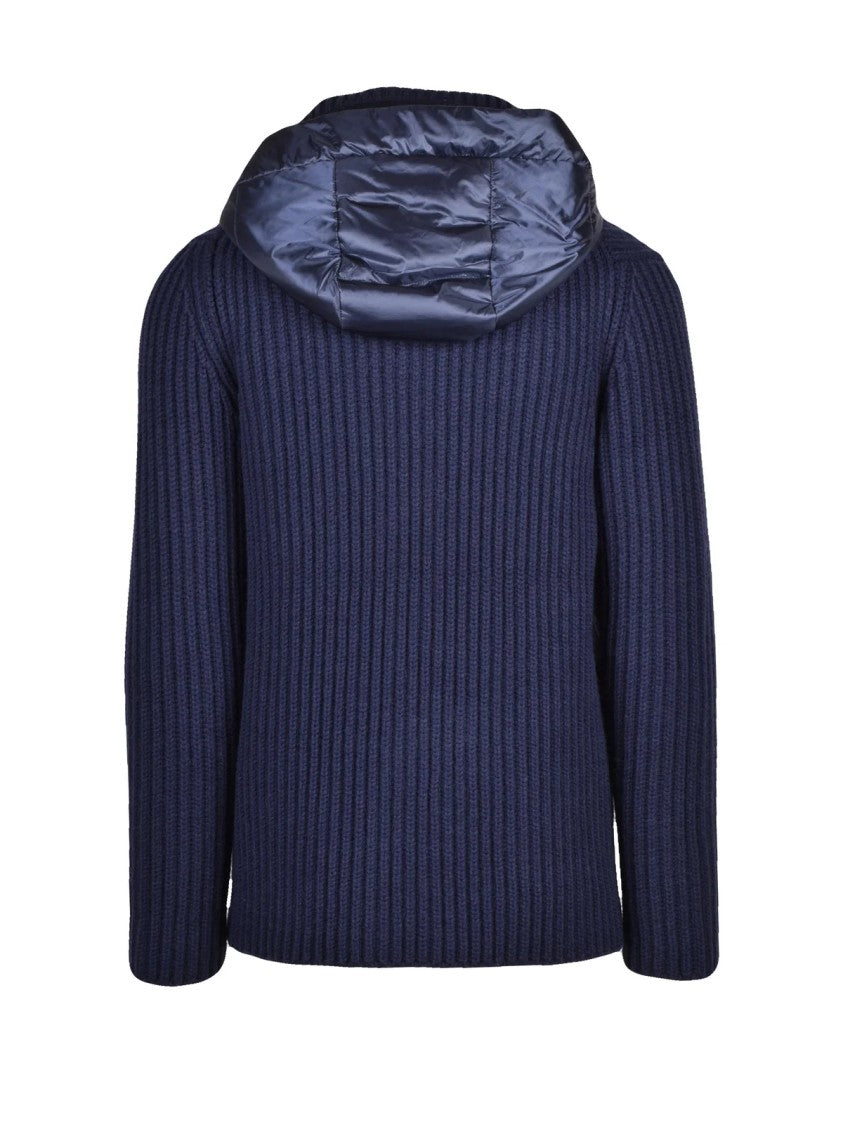 Add Blue Ribbed Double-Breasted Polyamide Jacket
