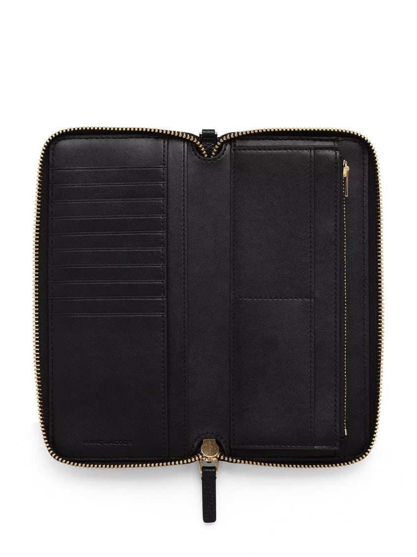 Marc Jacobs Continental Black Cow Leather Wallet With Multiple Compartments
