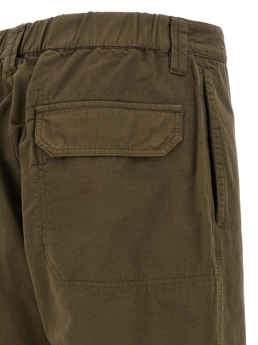 Stone Island Loose Fit Cotton Canvas Trousers With Cargo Pocket