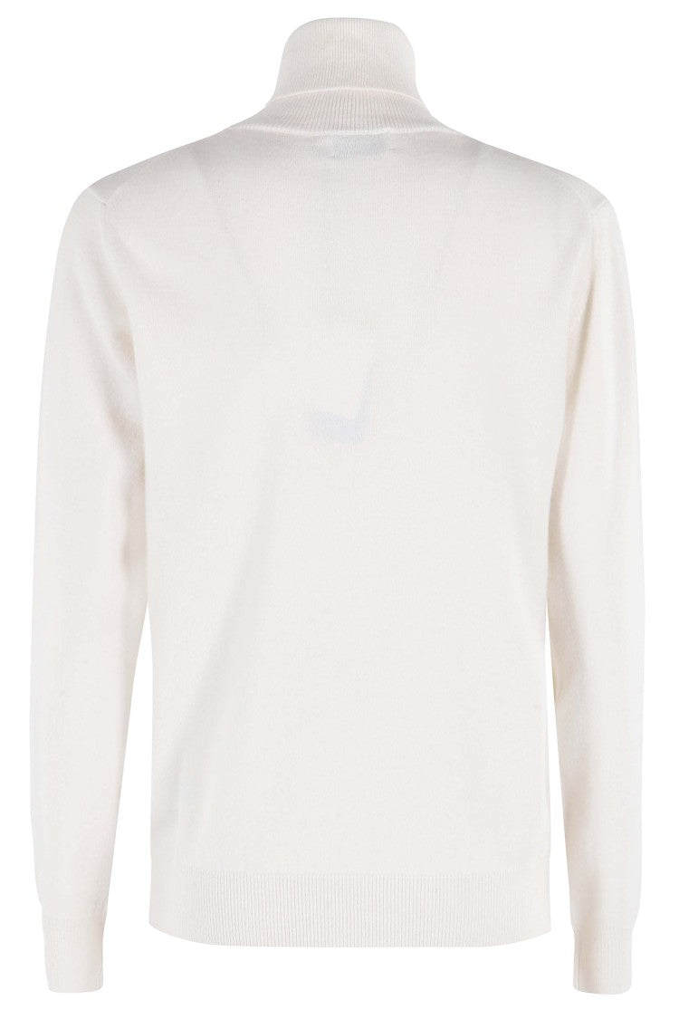 Malo High Collar Cashmere Sweater With Ribbed Detailing