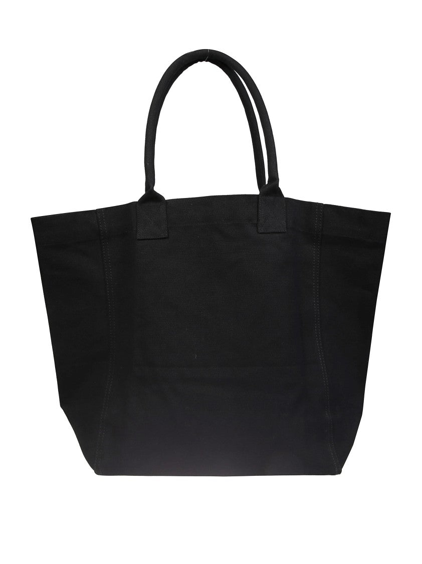 Isabel Marant Étoile Spacious Black Cotton Tote Bag With Embossed Logo