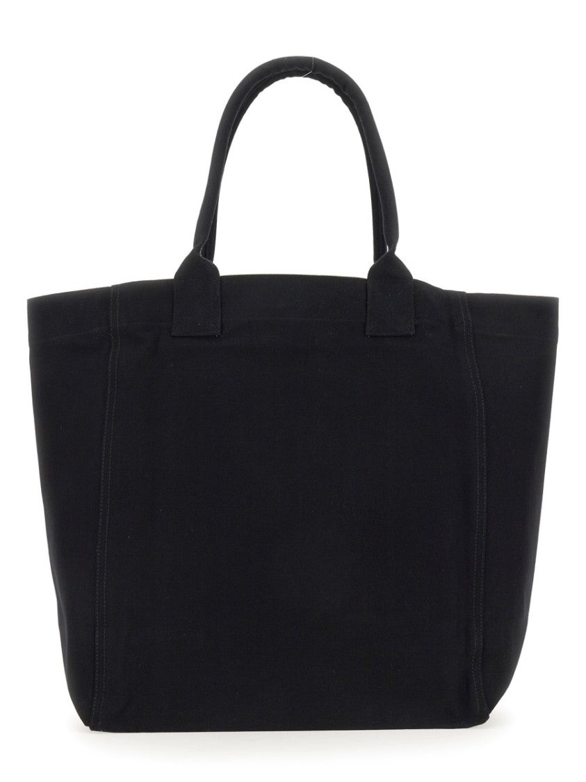 Isabel Marant Rectangular Black Cotton Tote Bag With Embossed Logo