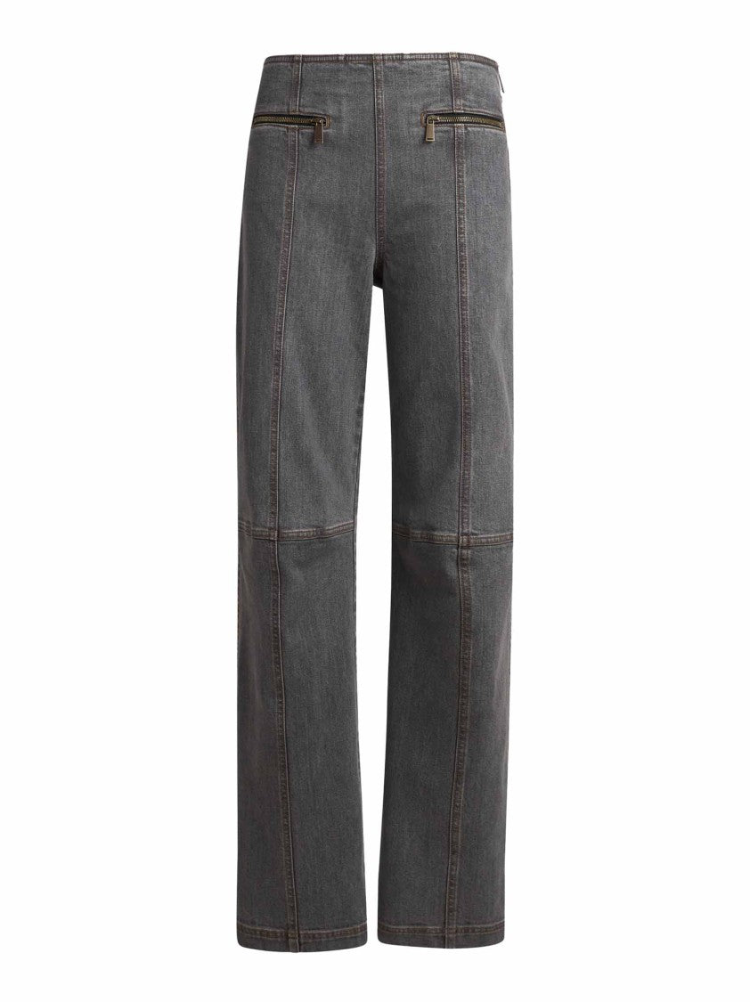 Etro Straight-Leg Grey Stretch Jeans With Pegaso Embroidery