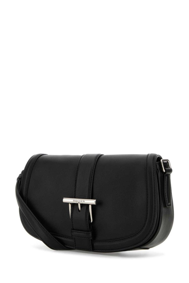 Alexander Mcqueen Black Leather Satchel Crossbody Bag