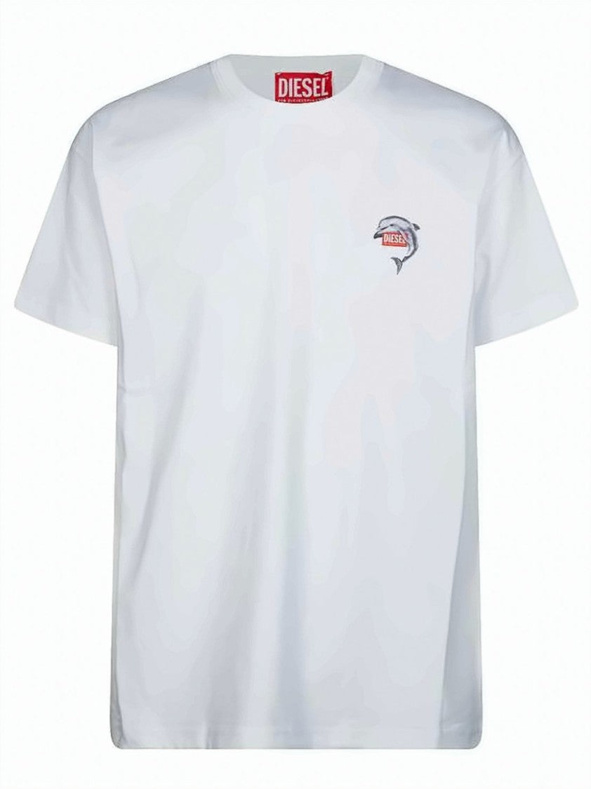 Diesel Short-Sleeved Cotton T-Shirt With Dolphin Graphic
