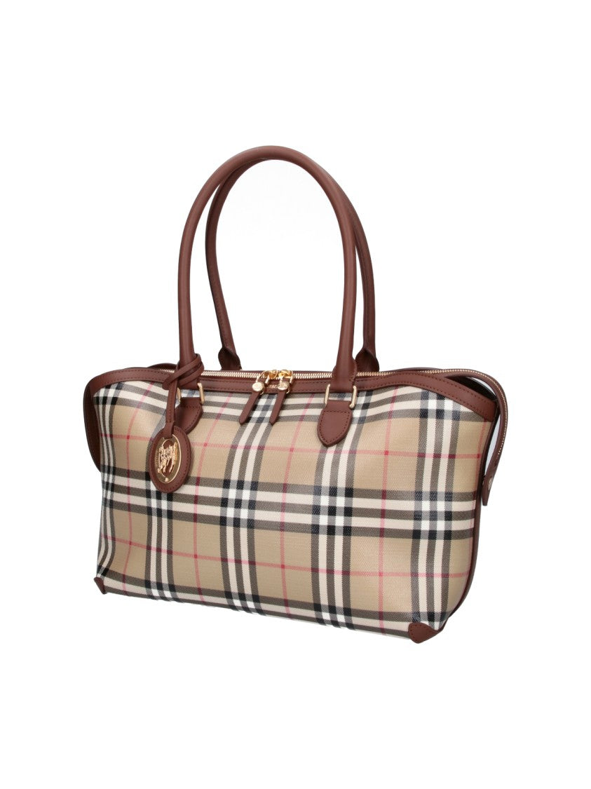 Burberry Beige Burberry Check Cotton Medium Tote Bag
