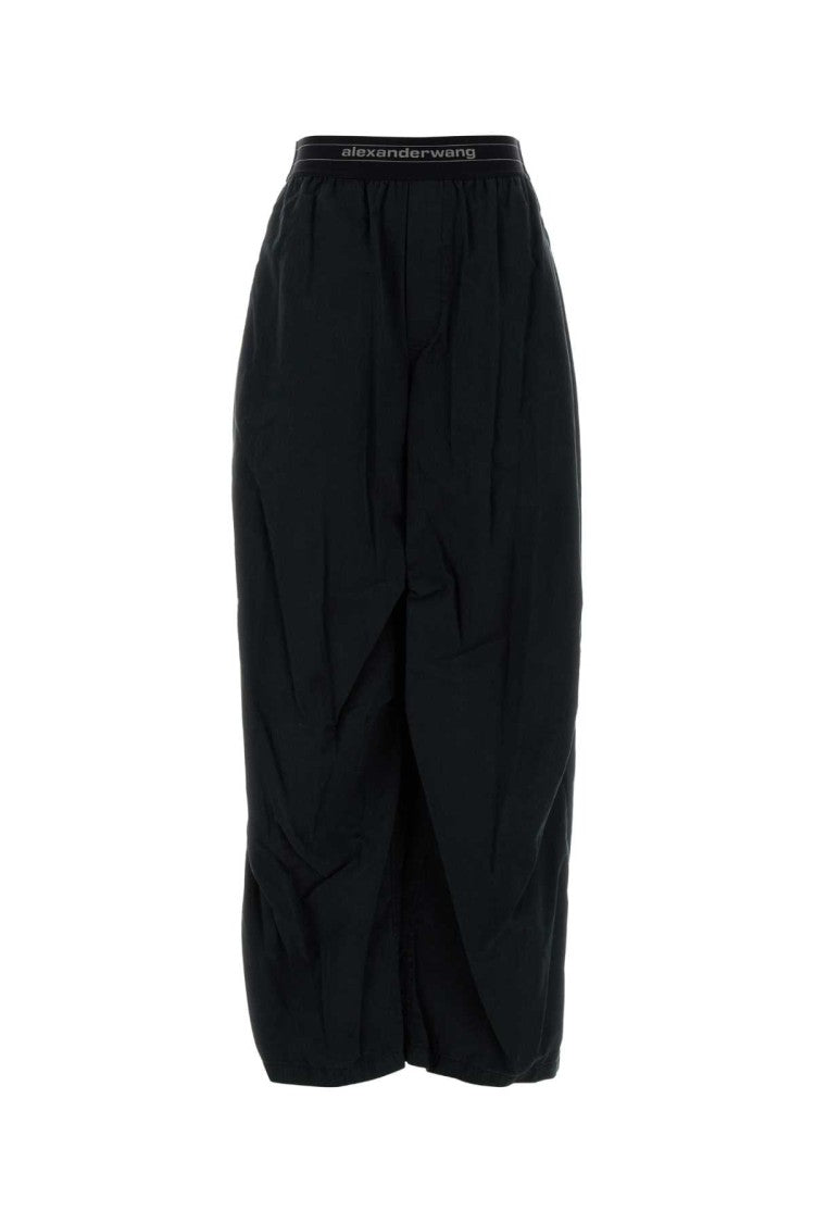 Alexander Wang Black Cotton Blend Wide-Leg Pant