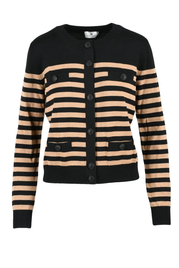 Elisabetta Franchi Short Crewneck Cardigan - Brown/Beige