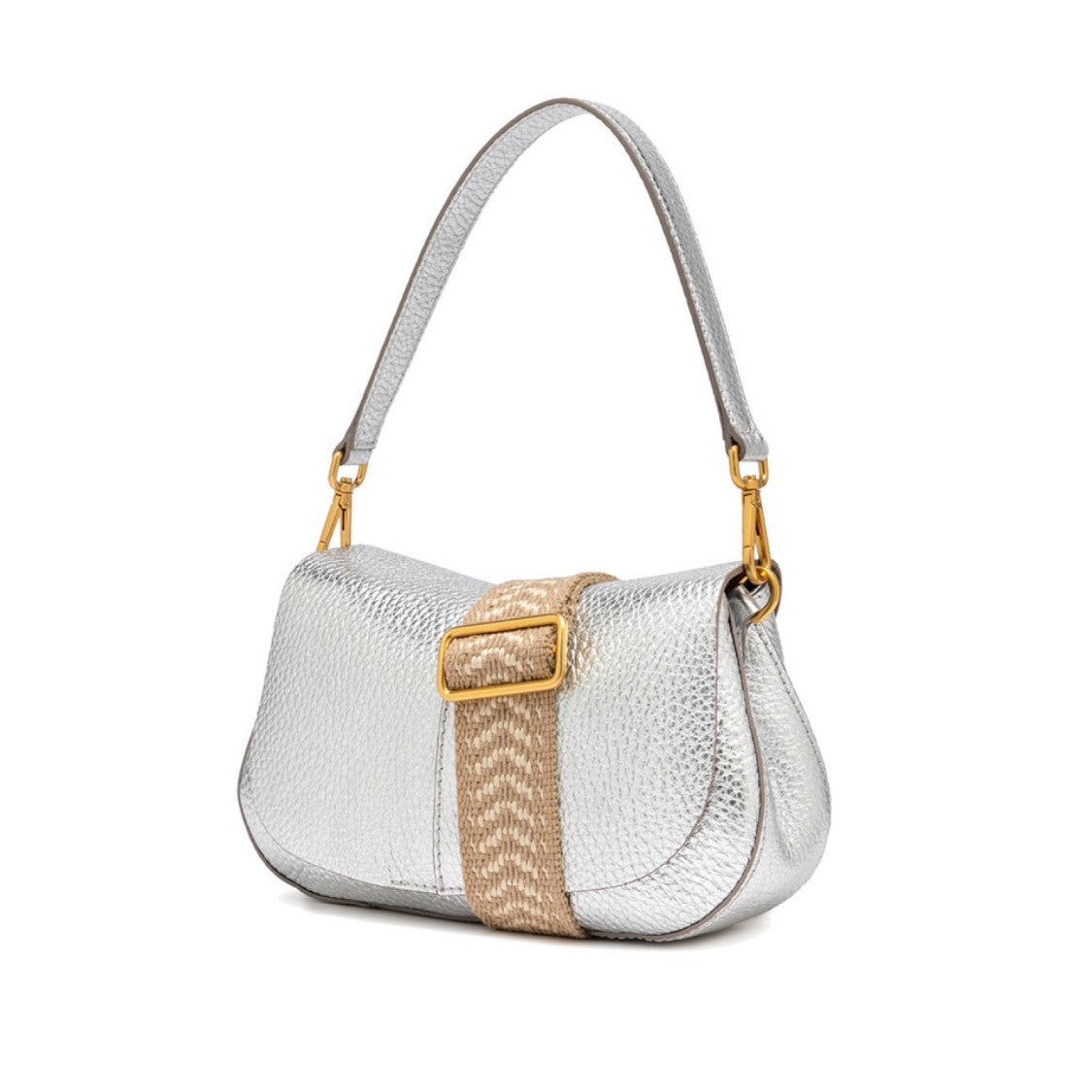 Gianni Chiarini Helena Shoulder Bag In Silver Leather