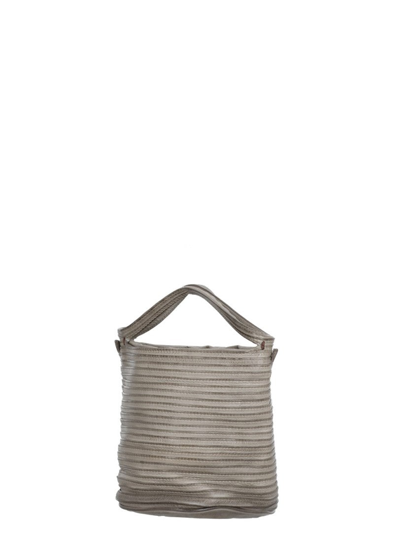 Majo Structured Leather Shoulder Bag With Ribbed Texture