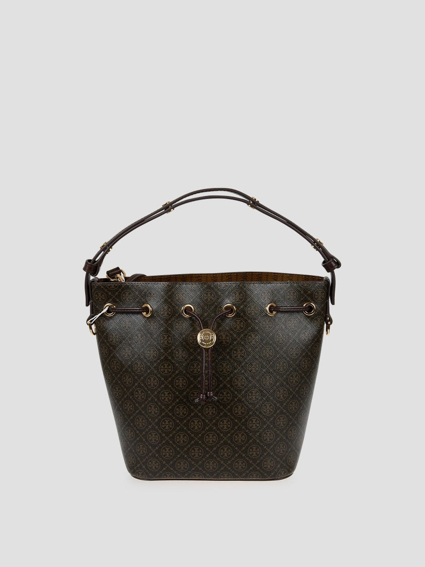 Tory Burch T Monogram Coated Canvas Bucket Bag