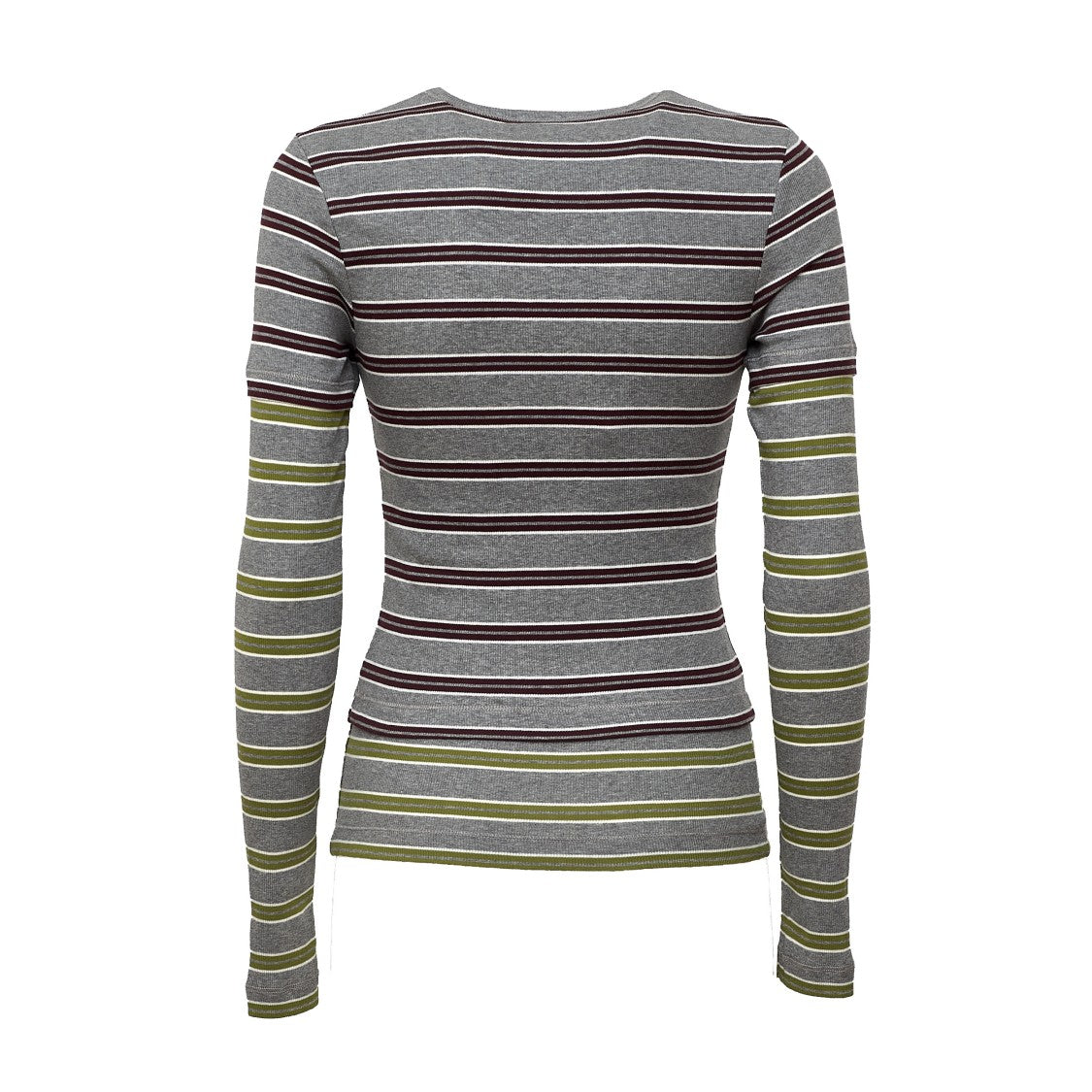 Ganni Soft Cotton Rib Double-Layer Long Sleeve Top