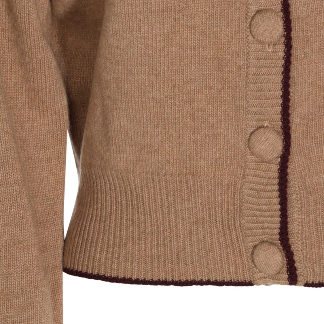 Chloé Brown Wool Knit Cardigan With Heart Logo And Button Detailing