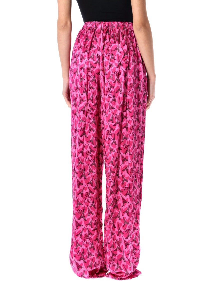 Balenciaga Silk Satin Pyjama Pants With Vibrant Pattern