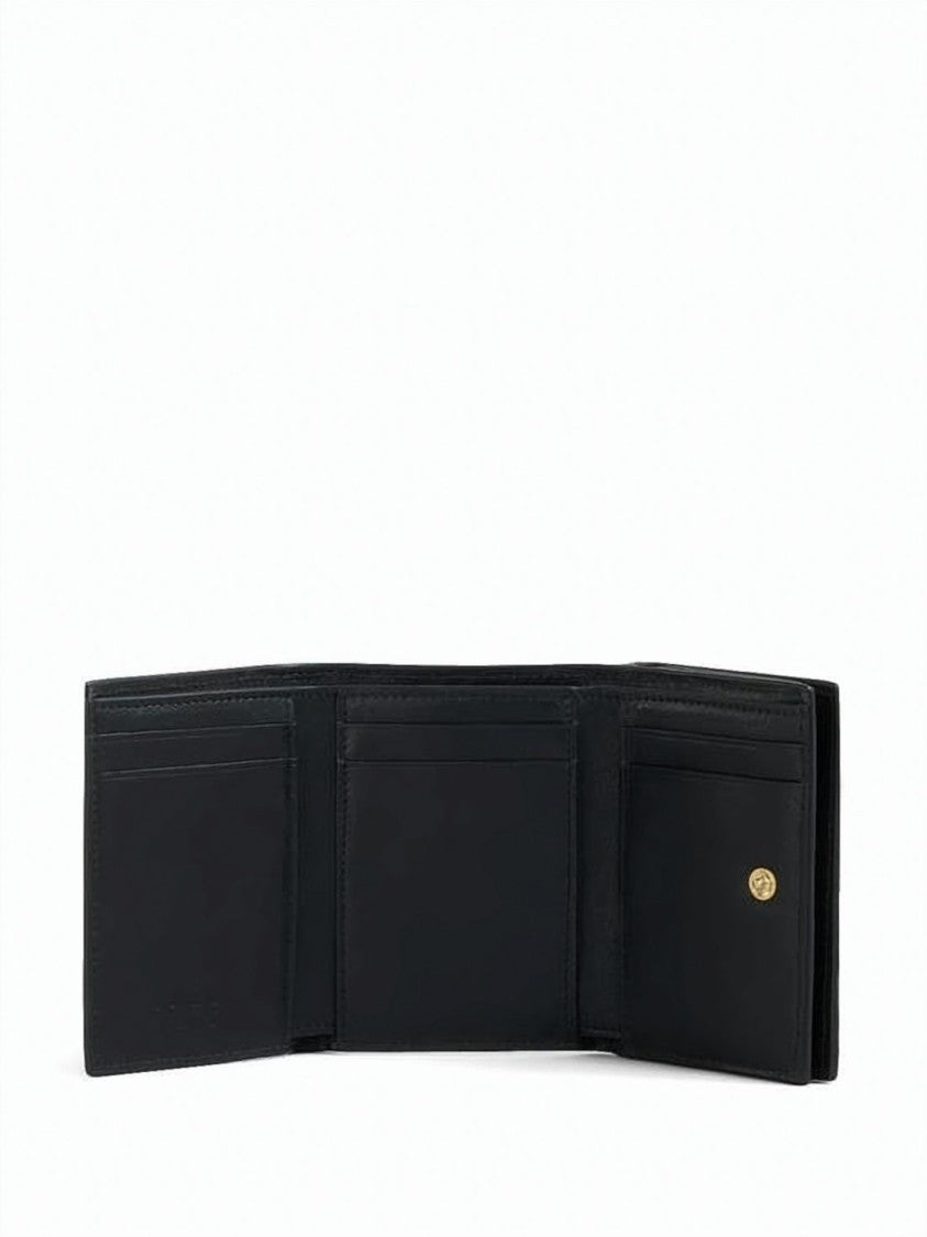 Marni Textured Cowhide Leather Money Clip Wallet With Zigzag Stitching