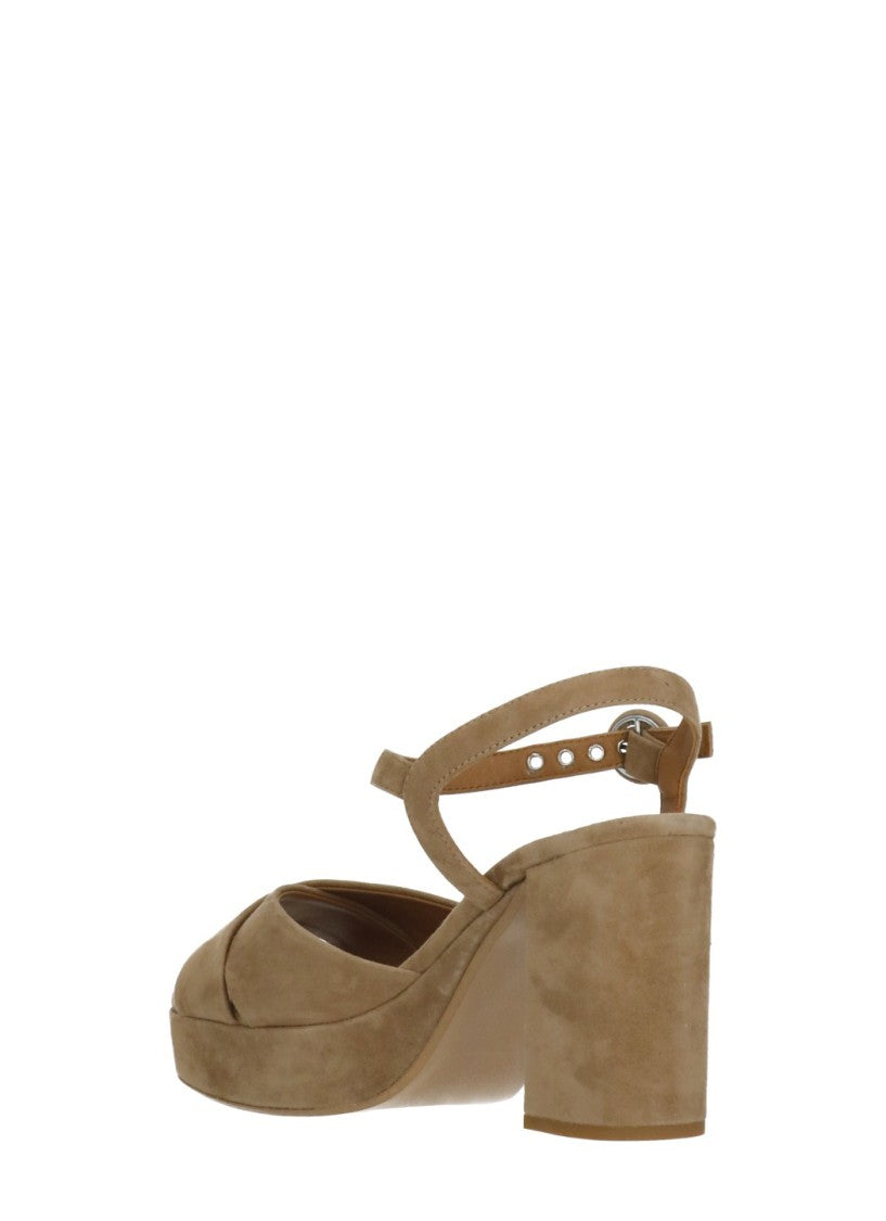 Juilie Dee Brown Crossed Bands Suede Sandals