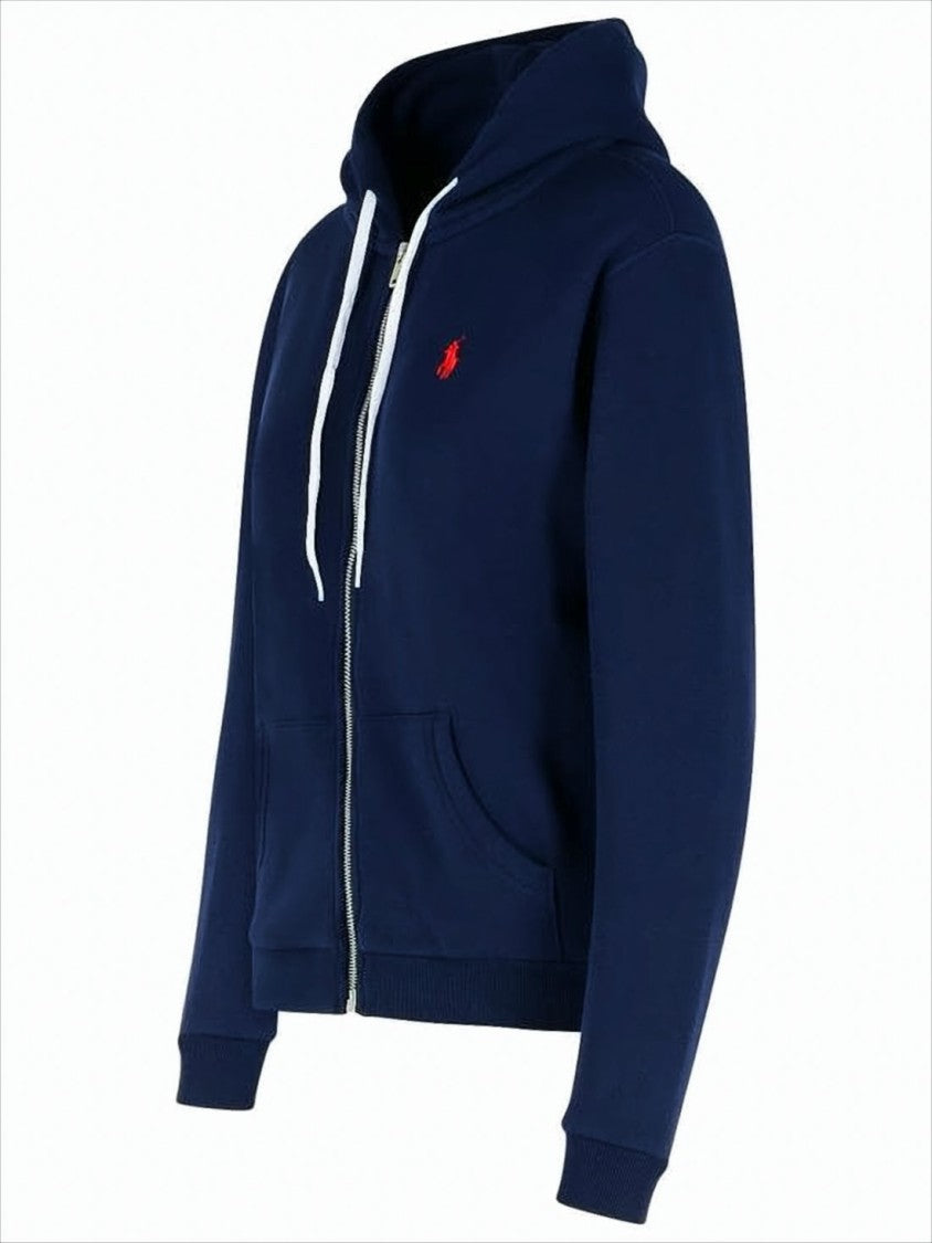 Polo Ralph Lauren Navy Blue Zip-Up Hoodie With Drawstring