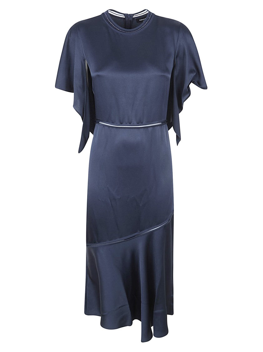 Fabiana Filippi Silk-Effect Midi Dress With Asymmetrical Hem