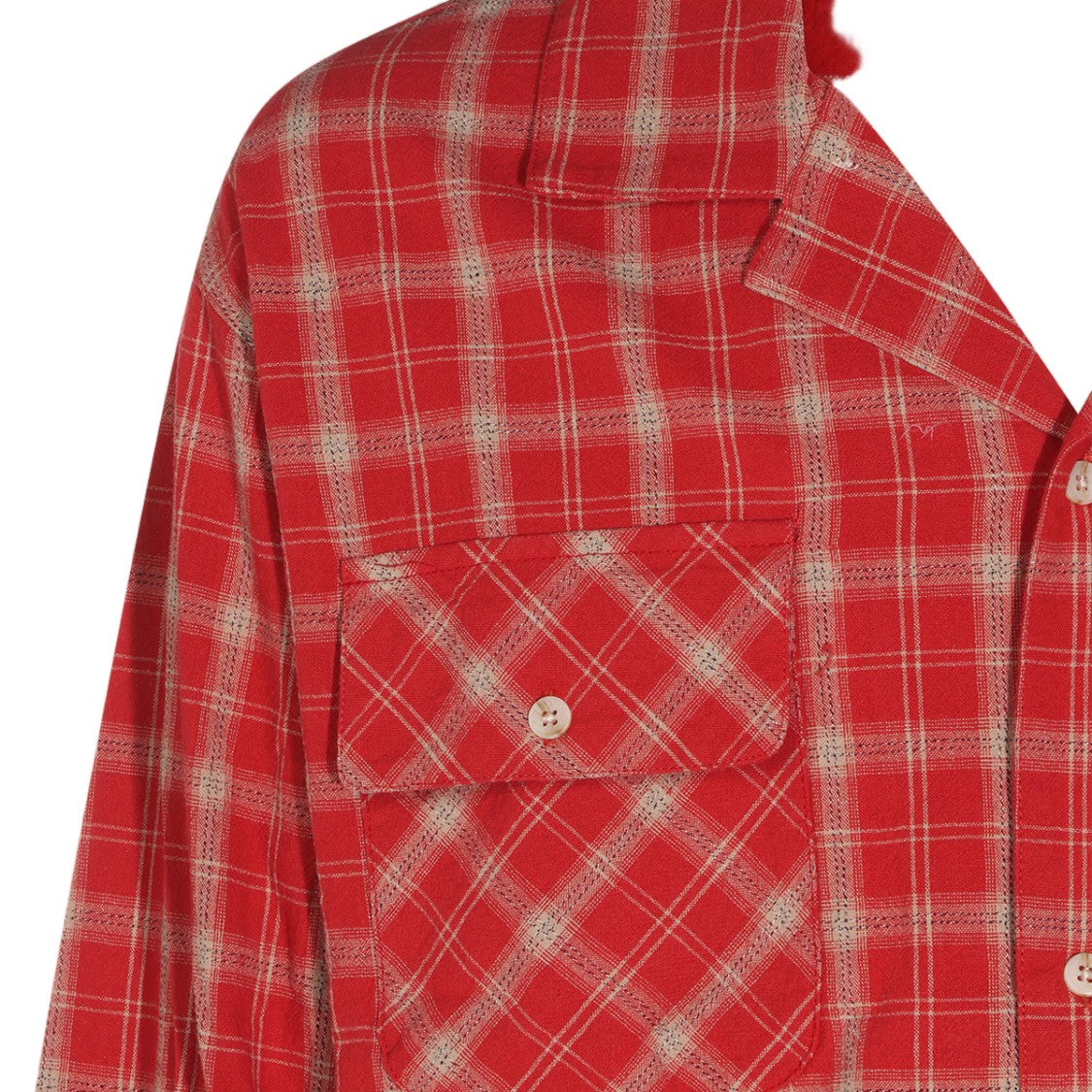 Found Red And Beige Plaid Casual Shirt With Classic Collar