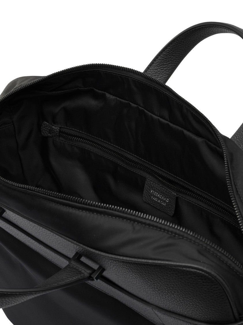 Ferragamo Rectangular Crossbody Bag In Nylon-Leather Blend