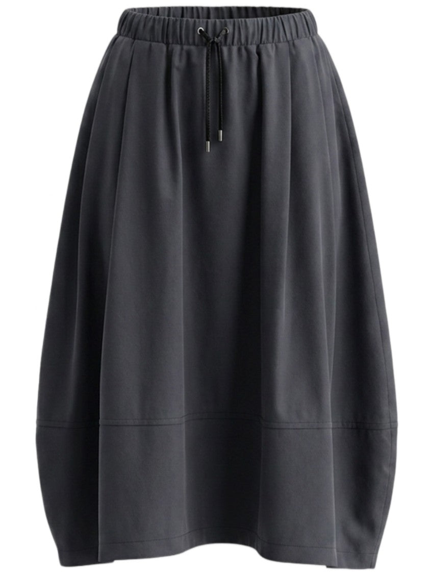 Gran Sasso Balloon Silhouette Black Nylon Skirt With Lurex Drawstring