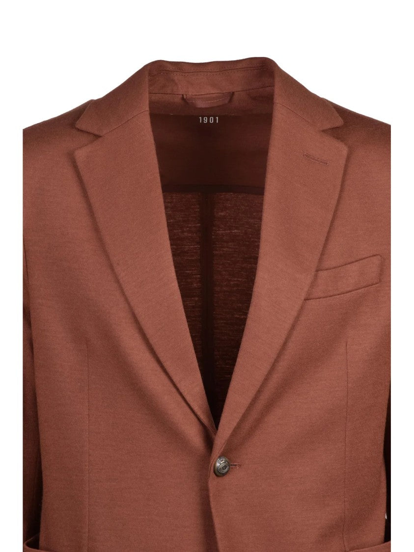 Circolo 1901 Brown Rounded Virgin Wool-Blend Blazer