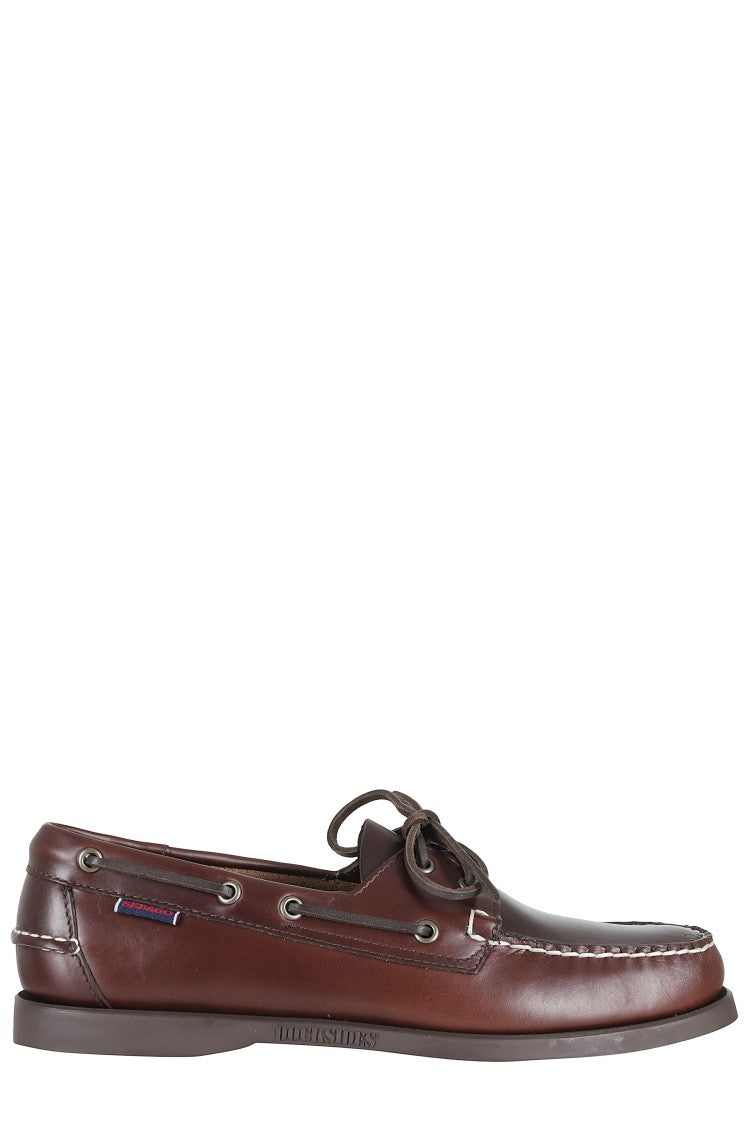 Sebago Brown Portland Waxed Square Laces Leather Boat Shoes