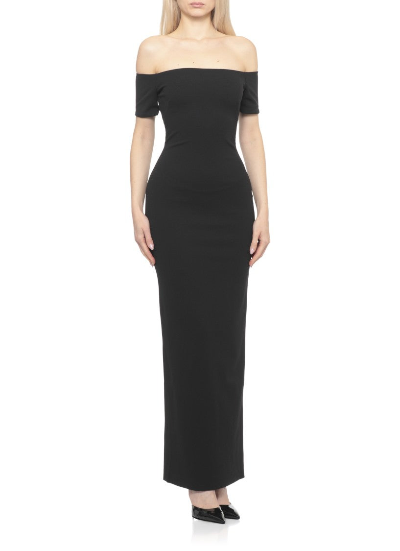 Solace London Nile Maxi Dress With Straight Neckline And Short Sleeves