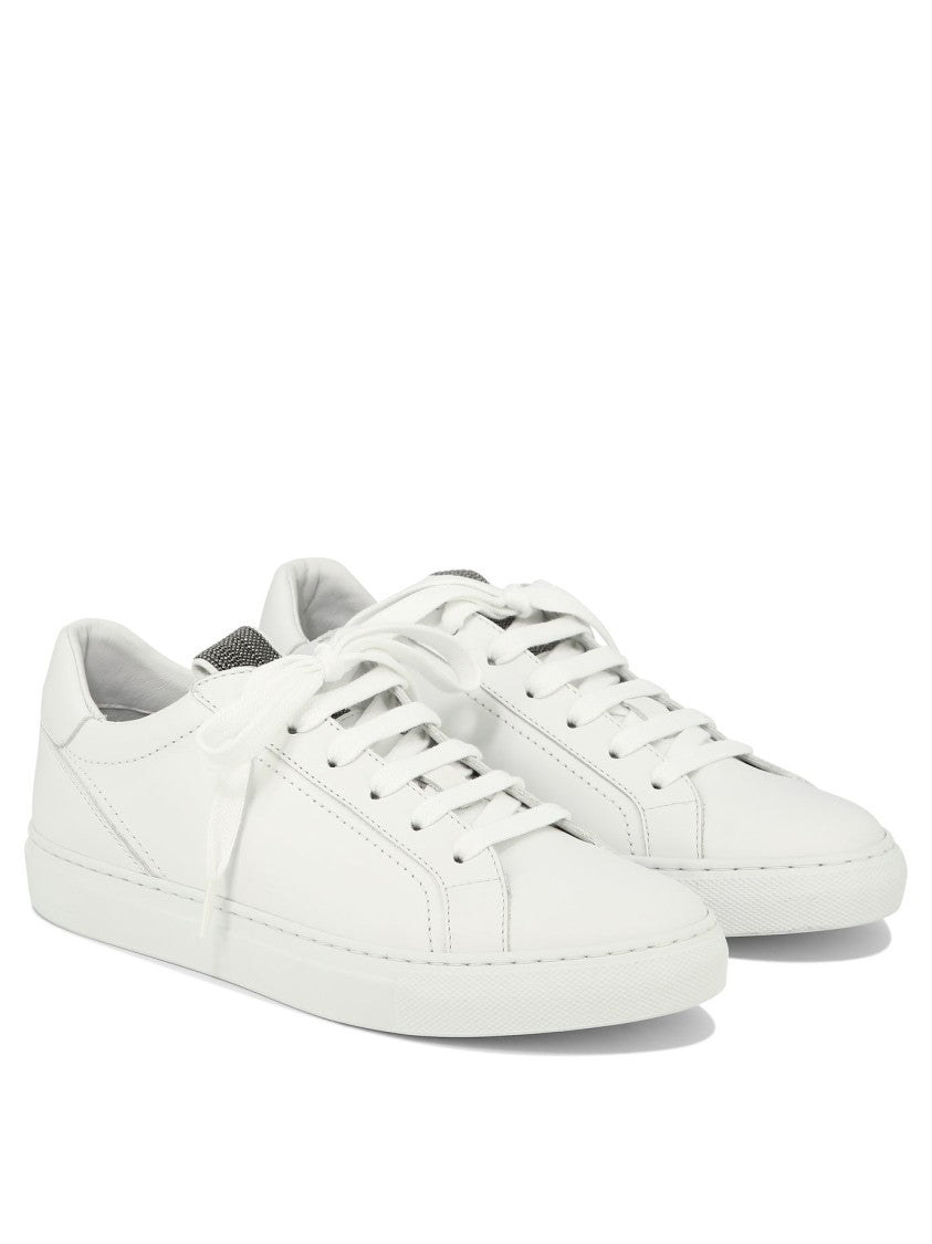 Brunello Cucinelli White Leather And Suede Sneakers