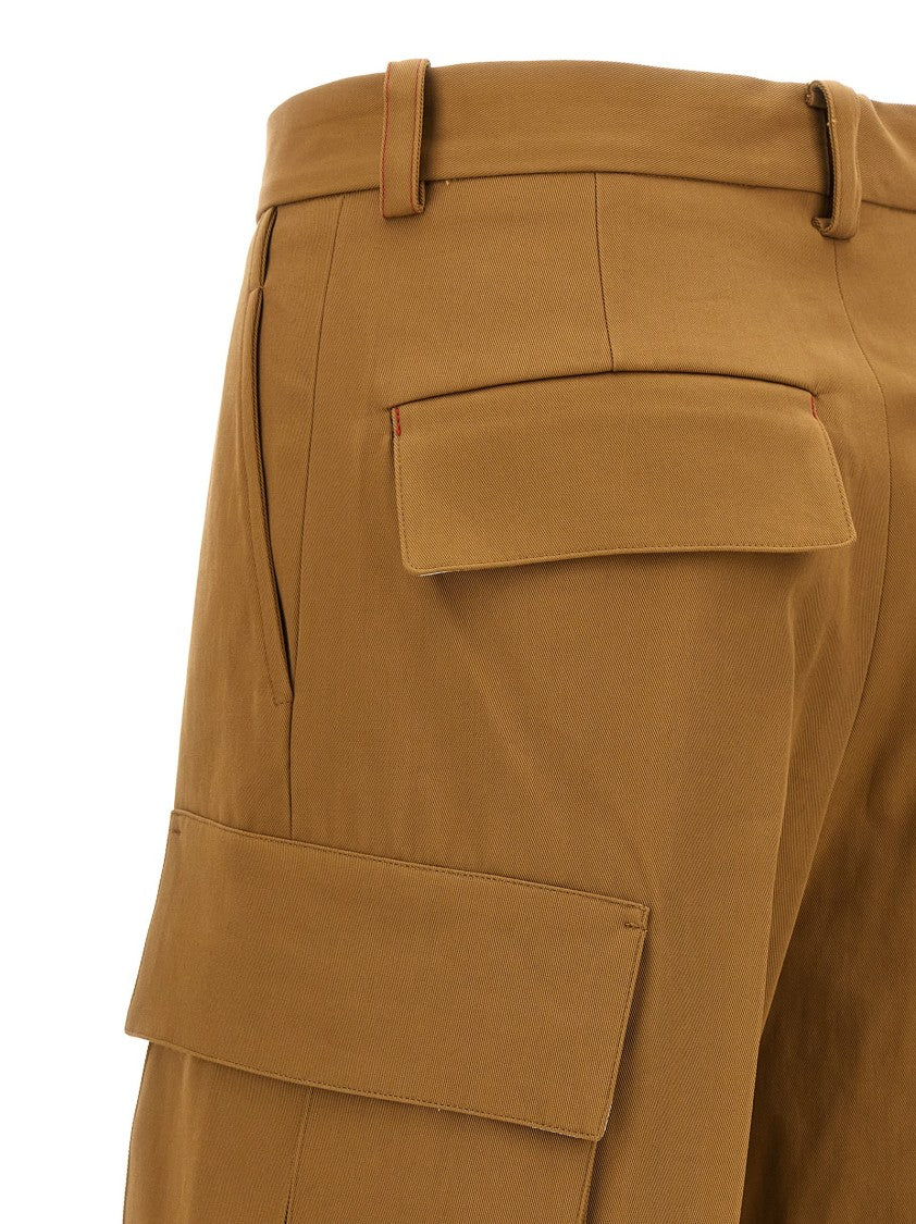 Victoria Beckham Wide Leg Brown Cotton Cargo Pants