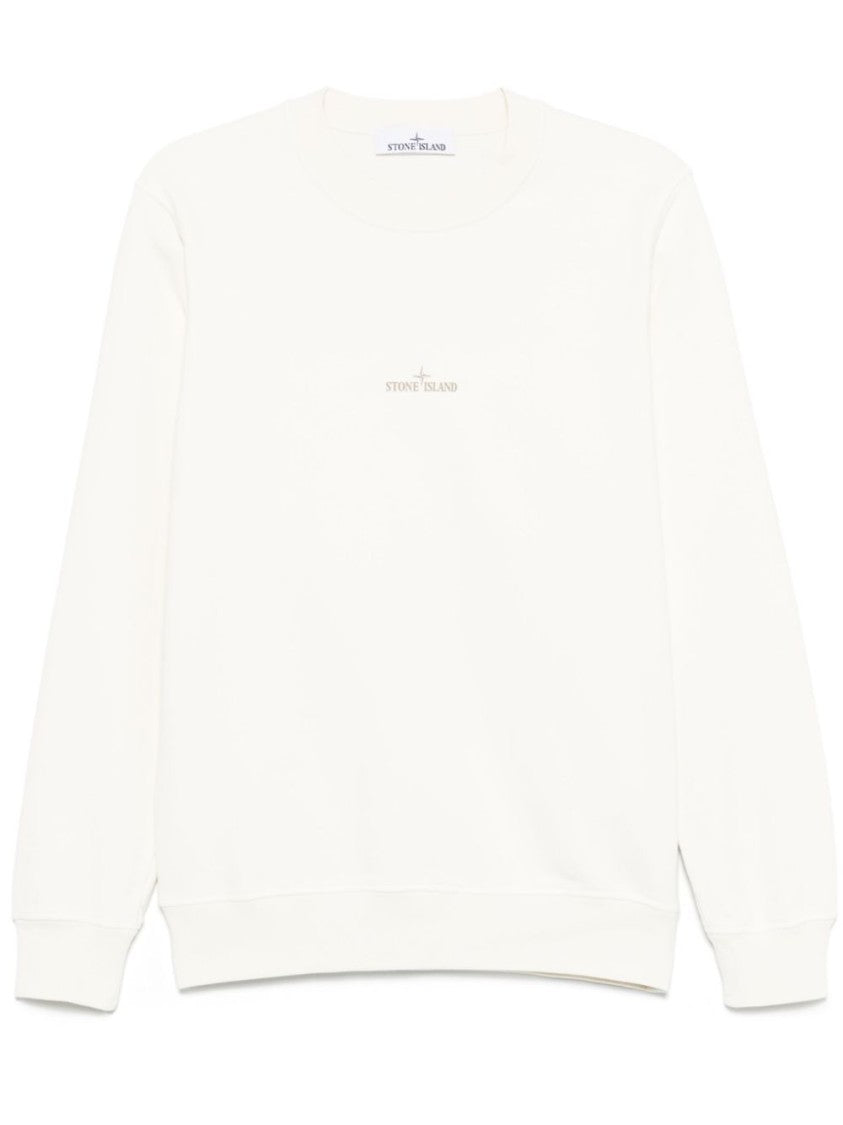 Stone Island White Classic Crew Neck Sweater