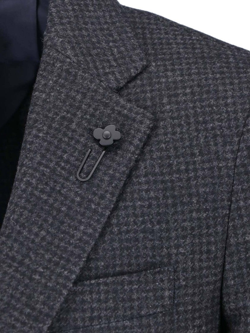 Lardini Black Cotton Single Breasted Blazer