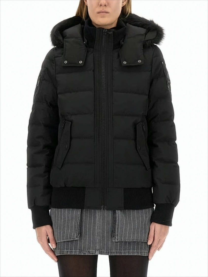 Moose Knuckles Quilted Cropped Padded Jacket With Detachable Fur Hood
