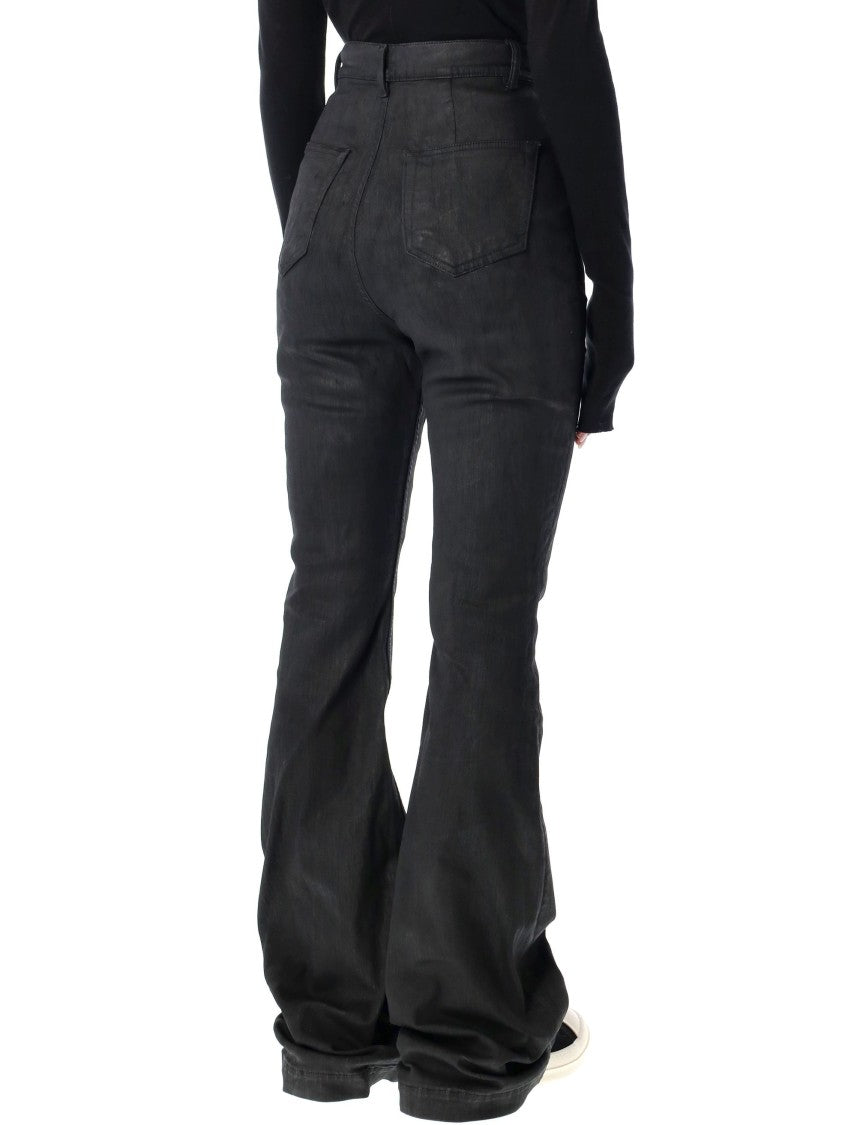 Drkshdw By Rick Owens Bolan Bootcut Black Waxed Jeans