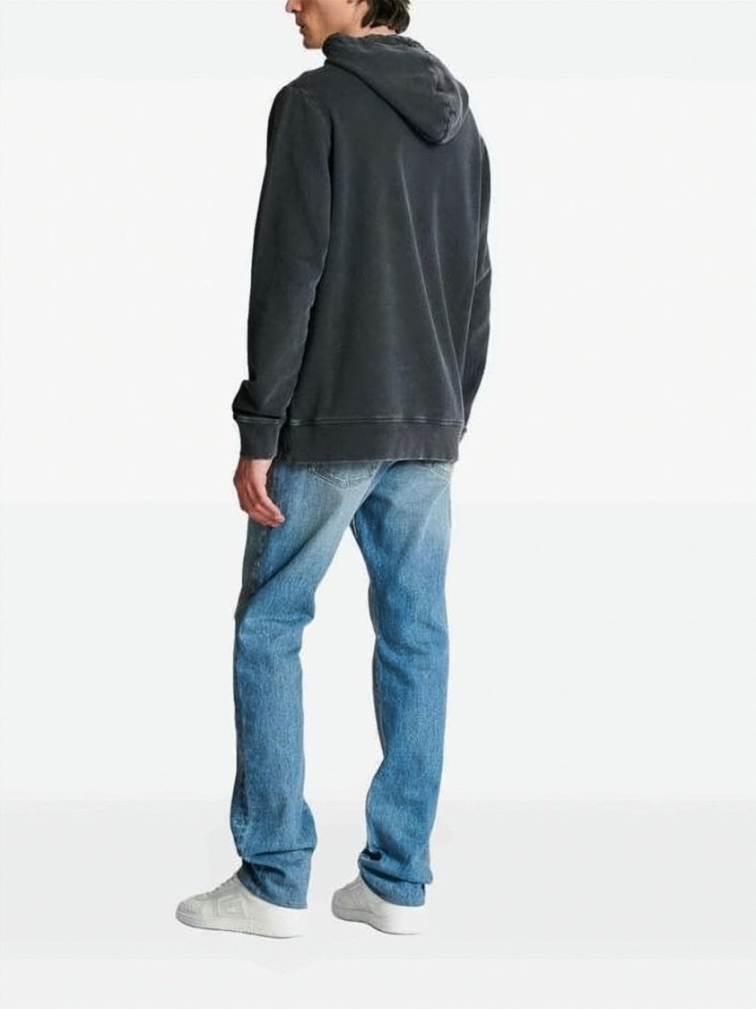 Balmain Washed Black Relaxed-Fit Hoodie With Embossed Logo