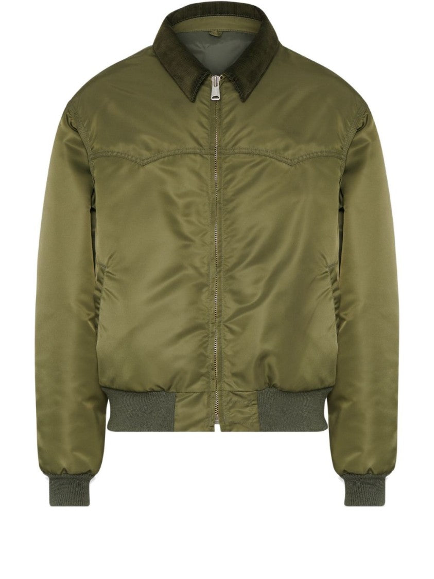 Maison Margiela Boxy Olive Green Jacket With Corduroy Collar