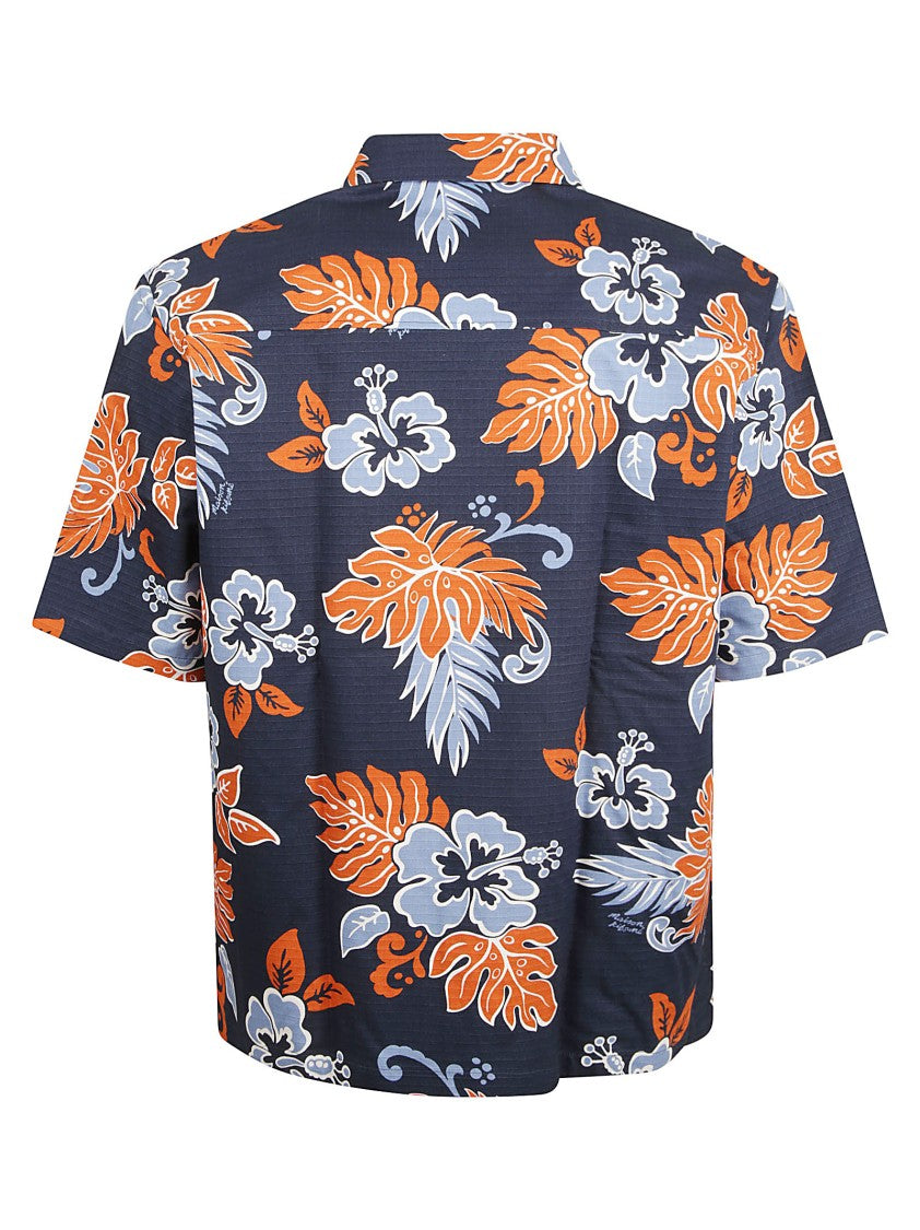 Maison Kitsuné Floral Print Short-Sleeved Shirt With Button-Down Front