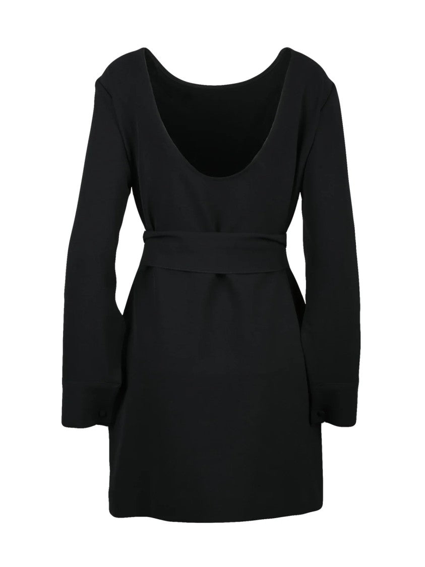Department 5 Black Cuffed Sleeves Stretch Sheath Dress